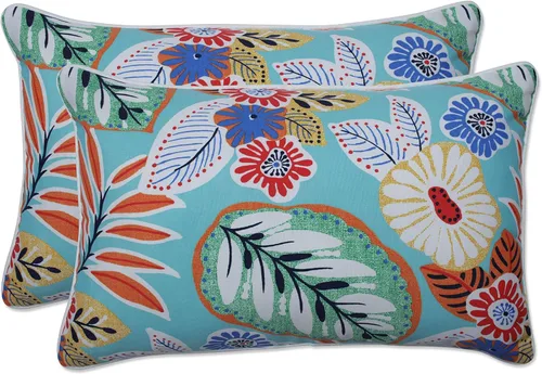 Miniatura 28 de Pillow Perfect - Cojines decorativos florales brillantes para interiores/exteriores, 2 unidades, lumbar - 11.5 x 18.5 pulgadas, verde/rojo Zoe