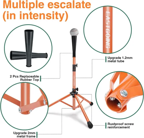 Miniatura 2 de Eastgoing - Tee portátil de viaje para béisbol y sóftbol de alta resistencia. Altura ajustable Portátil Plegable. Tee de bateo de béisbol