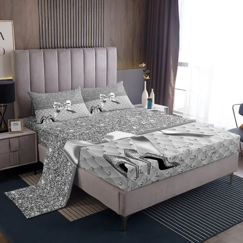 Miniatura 23 de Feelyou Sábanas de cama de lujo para niñas, juego de ropa de cama de lujo para niñas, juego de ropa de cama rosa jade ultra suave decoración