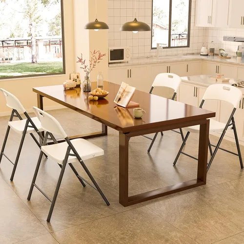 Miniatura 7 de Bonnlo Paquete de 2 sillas plegables de plástico negro, asiento portátil con marco de acero resistente para uso en interiores y exteriores, perfecto