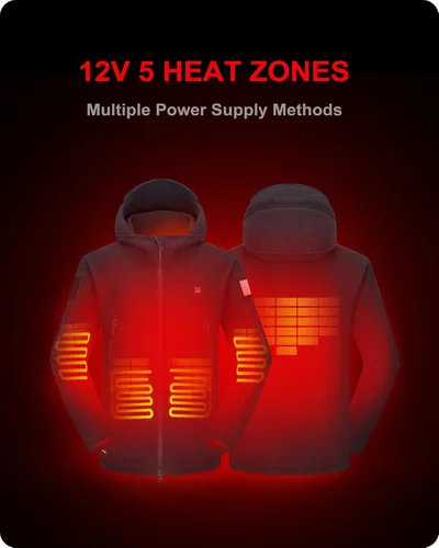 Miniatura 2 de DEWBU Heated Jacket Polar Fleece with 12V Battery Pack Soft Fleece Electric Heating Hoodie
