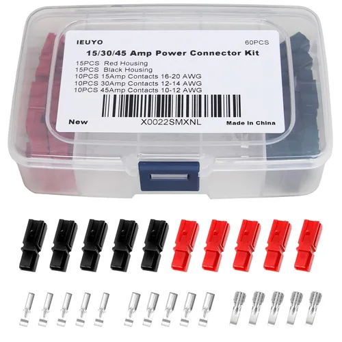 Kit surtido de conectores de alimentación, terminales de batería de desconexión rápida y terminales modulares (AWG10-20, 15/30/45 Amp) - 60