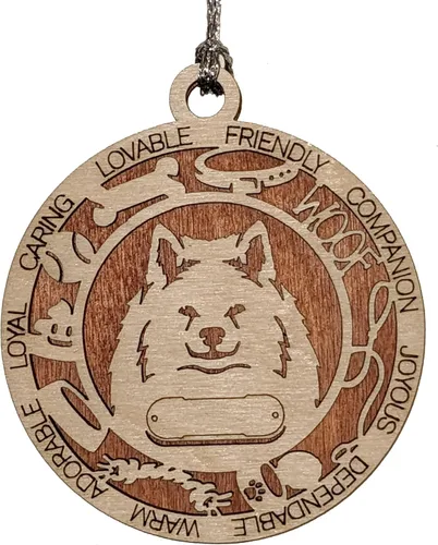 Miniatura 116 de Adorno de Navidad personalizado de madera para perro de 3 pulgadas, nombre y texto personalizables, hecho a mano en Estados Unidos, diseño de corte