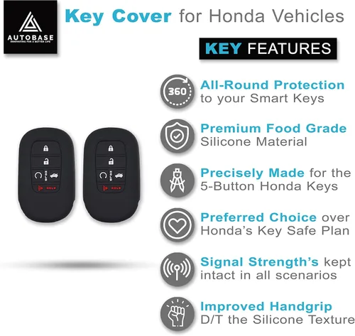 Miniatura 3 de Autobase Funda de silicona para llavero Honda Civic Accord HR-V CR-V Pilot Sport SI EX EX-L Touring 2022 2023 2024 2025 2026 Funda de protección