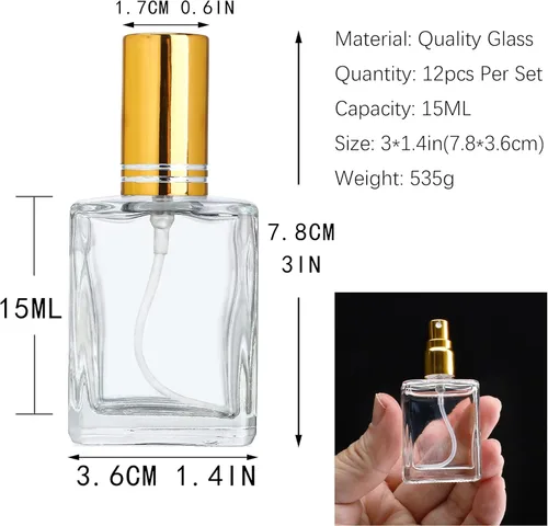 Miniatura 2 de YU FENG 12 unidades de botellas de spray de perfume transparentes de 15 ml, botellas de vidrio con rociador de niebla fina, botellas de spray vacías