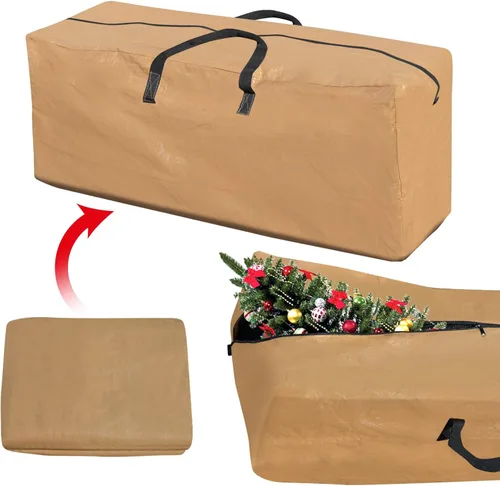 Miniatura 8 de BenefitUSA Bolsa de almacenamiento para árbol de Navidad artificial de alta resistencia (52 pulgadas x diámetro 30 pulgadas para hasta 8 pies, verde)