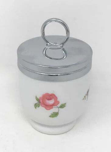 Miniatura 3 de Royal Worcester Porcelana Bournemouth Rosa Rosa Solo Huevo Coddler Hecho En Inglaterra