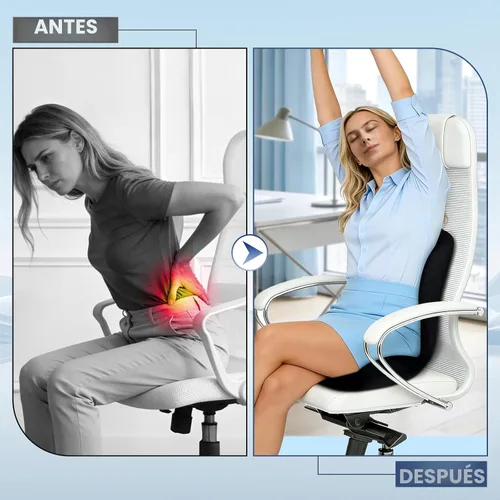 Miniatura 5 de Cojín de asiento de apoyo lumbar, cojín de espuma viscoelástica para silla de oficina, asiento de automóvil, avión, alivio del dolor de ciática