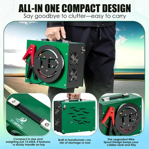 Miniatura 3 de TUDIVING Compresor de aire PCP, compresor HPA de 4500 Psi/30 MPa, convertidor de potencia integrado para 12 V CC o 110 V CA con diseño de carrete