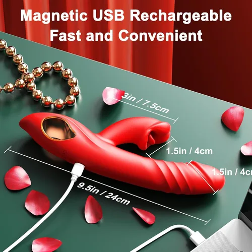 Miniatura 6 de Consoladore Vibrador de Empuje, Juguetes Sexuales para Adultos, 4EN1 Vibradores para Punto G, Estimulador de Lengua y Clítoris, Juguetes Sexuales