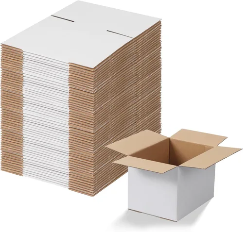 Miniatura 24 de Calenzana Juego de 40 Cajas de Envío 8x6x6, Caja de Cartón Corrugado Blanco para Envío, Embalaje de Regalos, Pequeña Empresa