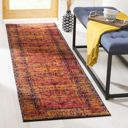 SAFAVIEH Vintage Hamadan Collection - Alfombra de pasillo, 2 pies 3 pulgadas x 8 pies, naranja, diseño oriental tradicional persa, no desprende