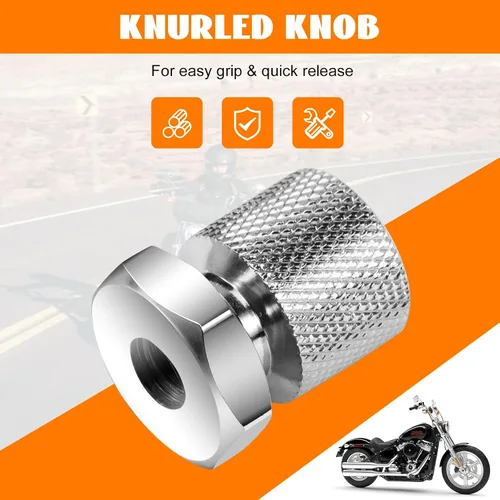 Miniatura 4 de 3 piezas de tornillo de asiento trasero moleteado de acero inoxidable con tuerca de montaje de asiento solo rosca de 1/4"-20 Patrón de calavera