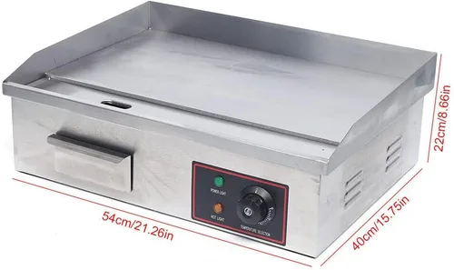 Miniatura 4 de Plancha eléctrica, parrilla de encimera comercial, Teppanyaki de acero inoxidable con placa de cocción de hierro antiadherente, control