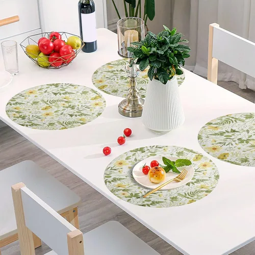 Miniatura 6 de Yellow White Wildflowers Place Mat, Washable Heat Place Mat for Kitchen one sizex1