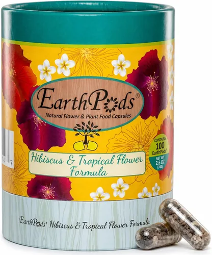 100 EarthPods - Picos de fertilizante de hibisco bio orgánico - Plumeria y buganvilla - Palitos de alimento para plantas tropicales - Fórmula