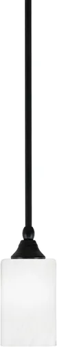 Miniatura 241 de Toltec Lighting Tallo Colgado Mini colgante, acabado de cobre negro, 3.5" cuadrado humo burbuja vidrio