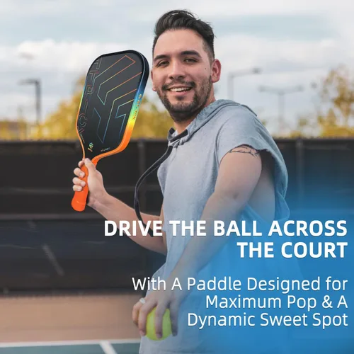 Miniatura 7 de Pickleball Paddles, Carbon Fiber Pickleball Paddle High Grit & Spin with PP Honeycomb Core 16mm Thickness and Thermoformed Elongated Shape, Naranja