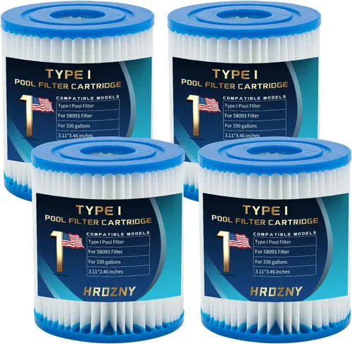 Hrozny Cartucho de filtro de piscina tipo I, cartucho de filtro de piscina tamaño 1 para 58093, para bombas de filtro Summer Waves 300/330 Gal/h