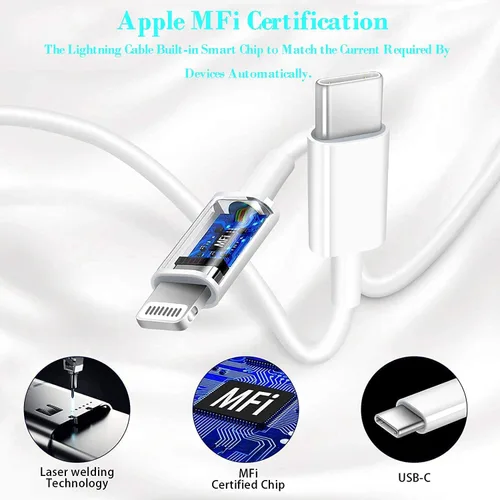 Miniatura 2 de Cargador rápido para automóvil para iPhone, 48 W, puerto dual USB C, adaptador de automóvil de metal con 2 cables Lightning, PD/QC 3.0 tipo C, carga