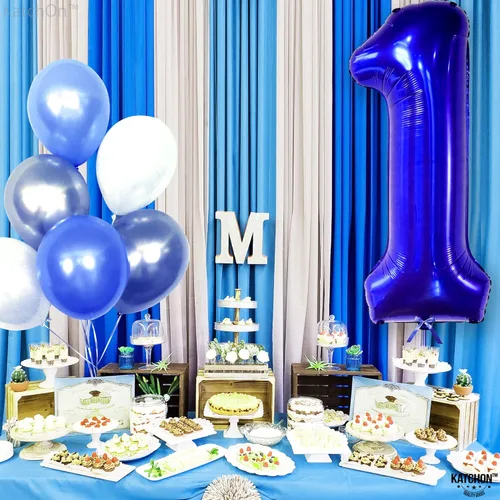 Miniatura 5 de KatchOn, Globo azul del número 1 para el primer cumpleaños, grande, 40 pulgadas, globo azul número 1 para primer cumpleaños, globo azul marino
