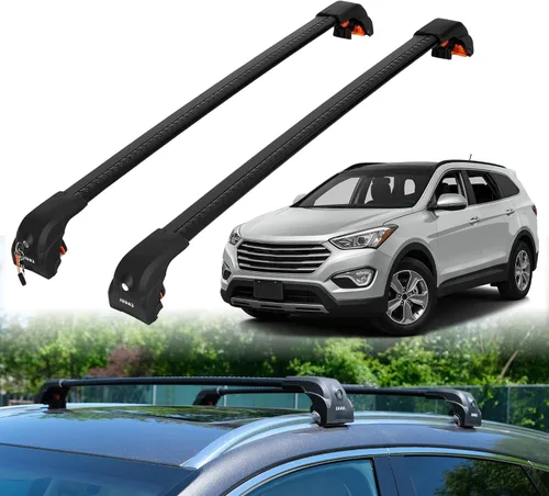 Miniatura 16 de ERKUL Barras Transversales de Techo para Hyundai Santa Fe 2013-2018 Barras Transversales de Aluminio con Cerradura Antirrobo para Techo Negro