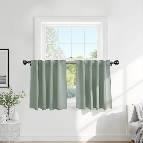 Miniatura 33 de PONY DANCE Cortinas cortas con aislamiento térmico para ventana pequeña, para guardería, baño, cocina, lavandería, caravana, sótano, 29 pulgadas
