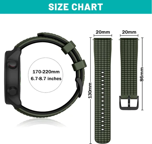 Miniatura 5 de ISABAKE Vivoactive 3 - Correa de silicona de 0.787 pulgadas para Garmin Vivoactive 3/Forerunner 645 Music/Samsung Galaxy 1.654 in/Galaxy Watch 3