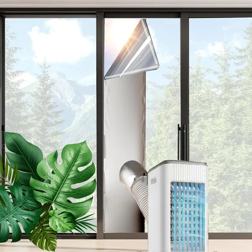 Miniatura 7 de Kit de sellado de ventana plateado para aire acondicionado portátil - 【30% aislamiento térmico universal】: kit de sellado de ventilación de ventana
