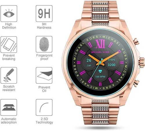 Miniatura 6 de Suoman Paquete de 3 protectores de pantalla de vidrio templado para Michael Kors Gen 6 Bradshaw, [antiarañazos] 2.5D 9H dureza ultra fina vidrio