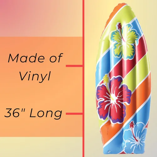 Miniatura 4 de US Toy One grande inflable Surf Board Luau Decoración Tema playa piscina Juguete, 36 pulgadas, Multicolor
