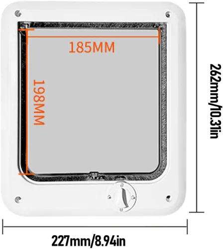 Miniatura 7 de Luqeeg Puerta multifuncional con solapa para mascotas, puerta de gato con control de 4 vías de PP para interior con 7 accesorios para comedero