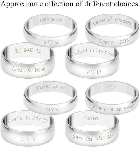 Miniatura 2 de Juego de anillos de acero inoxidable para parejas personalizado para él y ella, amor real, collares de compromiso, boda, día de San Valentín