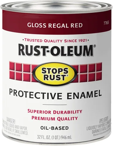 Rust-Oleum 7765502 - Pintura anti-óxido para aplicación con brocha, cuarto de galón, color rojo real brillante, (paquete de 1)