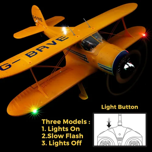 Miniatura 4 de CKYSCHN WLtoys A300 4-Ch Avión RC, Aviones RC Beechcraft D-17 con Luces, Aviones RC Brushless 6G/3D con 2 Baterías, Aviones RC de 2.4G de Control