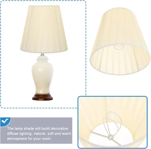 Miniatura 8 de Baluue Pantallas de lámpara pequeñas – 2 piezas con clip en la pantalla de la lámpara de tela suave de hongos plisados para lámparas de mesa, luces