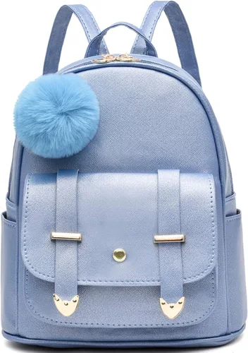 Miniatura 11 de I IHAYNER Mochila de moda para niñas, mini mochila para mujeres, adolescentes y niñas, monederos de piel sintética con pompón, bolsa de hombro