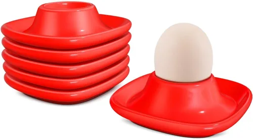 Miniatura 22 de Flexzion Taza de cerámica para huevos – 6 piezas de soporte duro para huevos duros y soporte para huevos hervidos suaves, taza de huevo blanco