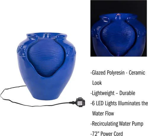 Miniatura 3 de Pure Garden - Fuente de agua para frascos, para interiores o exteriores, con aspecto de cerámica, función de agua de resina con bomba eléctrica