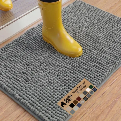Miniatura 37 de GORILLA GRIP SOAKSTOPPER - Tapete para puerta de perro, 30 x 20 pulgadas, lavable a máquina, absorbente, captura la humedad, barro, suciedad, Negro