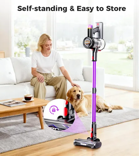 Miniatura 6 de VIAFLY Aspiradora inalámbrica, 550 W/45 Kpa/60 minutos, aspiradoras antienredos para el hogar con autoportante, pantalla LDE, aspiradora inalámbrica