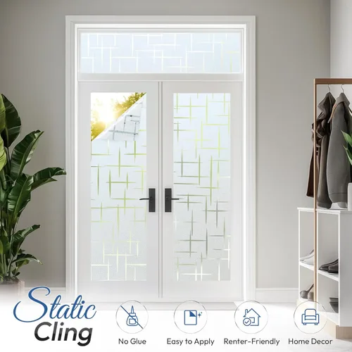 Miniatura 5 de rabbitgoo Película de privacidad para ventana, película de vidrio esmerilado, adhesivo decorativo de privacidad, bloqueo UV, adhesivo estaico
