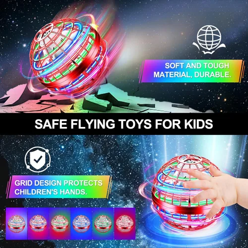 Miniatura 7 de Vantexi Juguete de bola de orbe volador, LED de paracaídas actualizado 2026, mini bola de gravedad mágica controlada a mano, boomerang de globo Rojo
