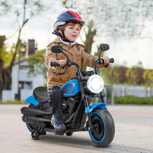 Miniatura 2 de Costzon Motocicleta para niños pequeños, motocicleta eléctrica alimentada por batería de 6 V con ruedas de entrenamiento desmontables, arranque