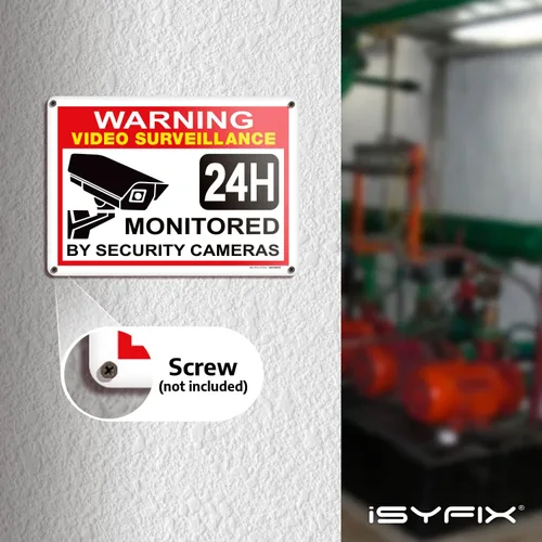 Miniatura 6 de iSYFIX Señal de advertencia de videovigilancia – 1 paquete de 14 x 10 pulgadas – 100% libre de óxido de aluminio .040, laminado para máxima