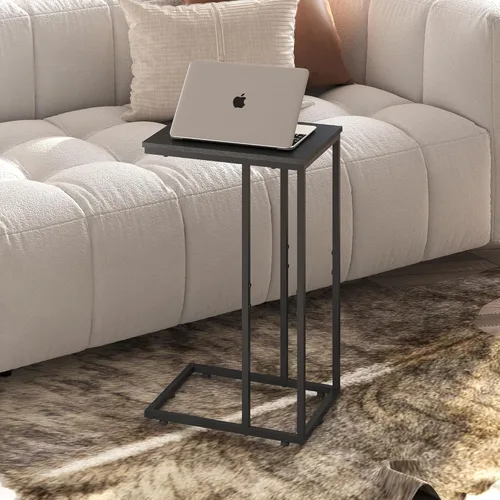 Miniatura 2 de WLIVE Mesa auxiliar negra, mesa auxiliar en forma de C para dormitorio, oficina en casa, dormitorio, mesa de sofá de sala de estar, mesa de bandeja