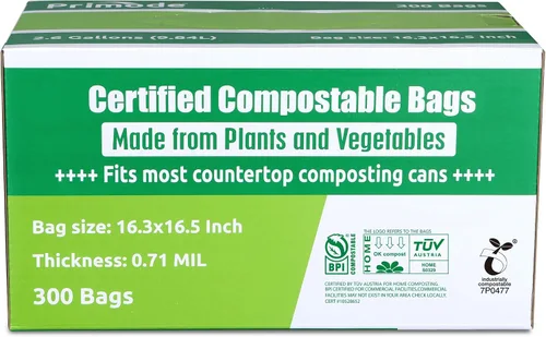 Miniatura 9 de Bolsas de compost, bolsas de basura compostables de 2.6 galones, bolsas compostables pequeñas de 300 unidades para contenedor de encimera extra