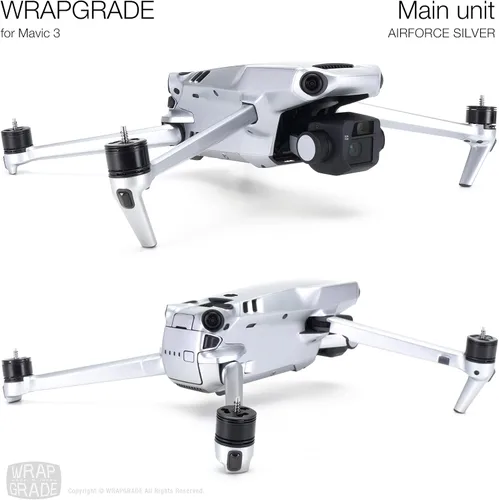 Miniatura 4 de WRAPGRADE Adhesivos de piel completa para DJI Mavic 3 / Mavic 3 Classic (Airforce Silver)