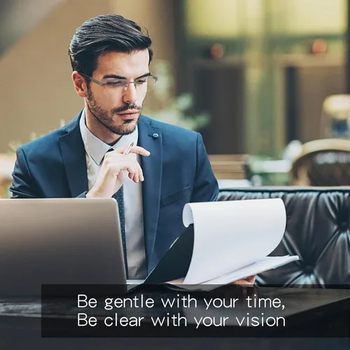 Miniatura 2 de Missfive Paquete de 2 lentes de lectura bifocales premium para hombres con bloqueo de luz azul, lectores de computadora con montura de metal sin