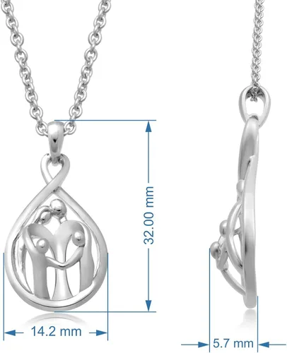 Miniatura 2 de Jewelili Collar con colgante familiar de plata esterlina 18 pulgadas